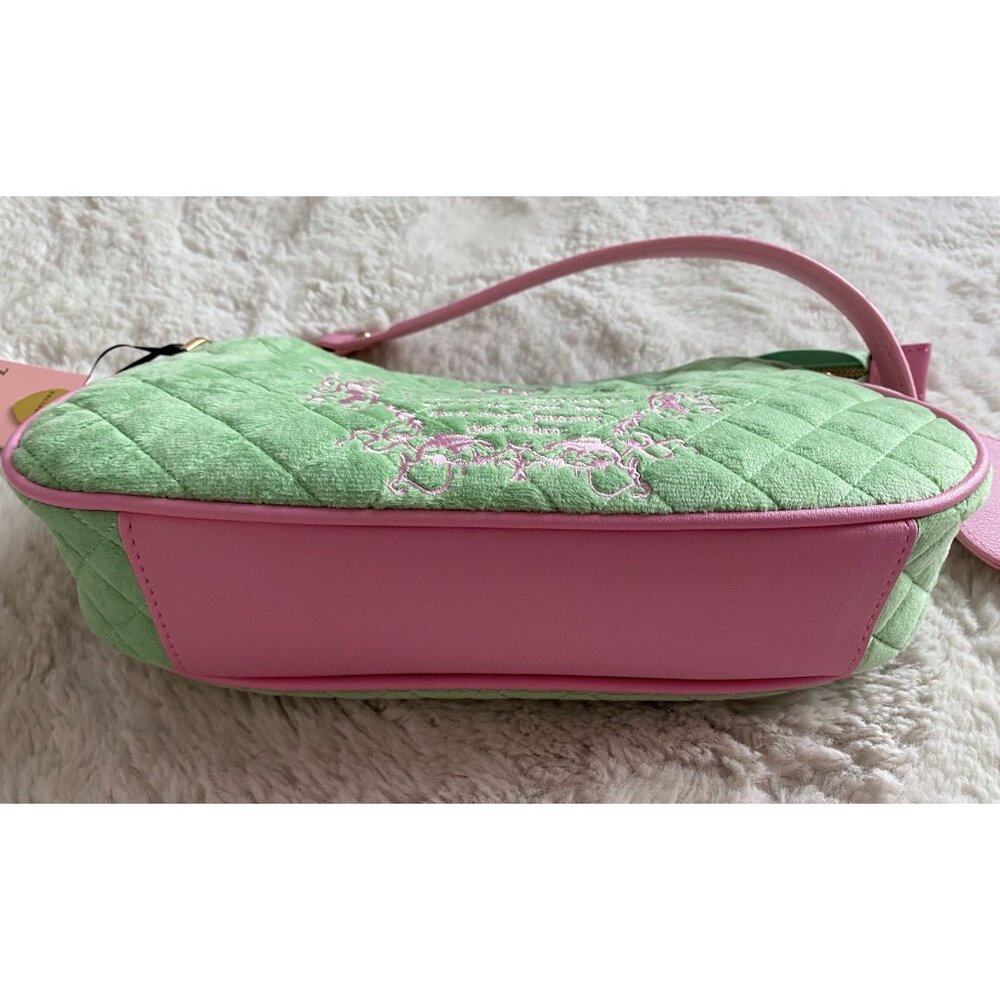 Juicy Couture Juicy Tale Shoulder Bag Retro Green Pink Quilted Bag Purse NEW - Picture 11 of 16